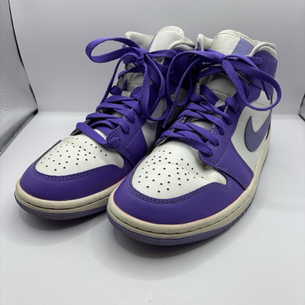 Women’s Size 6.5 - Nike Air Jordan 1 Mid Action Grape Purple White BQ6472-504
